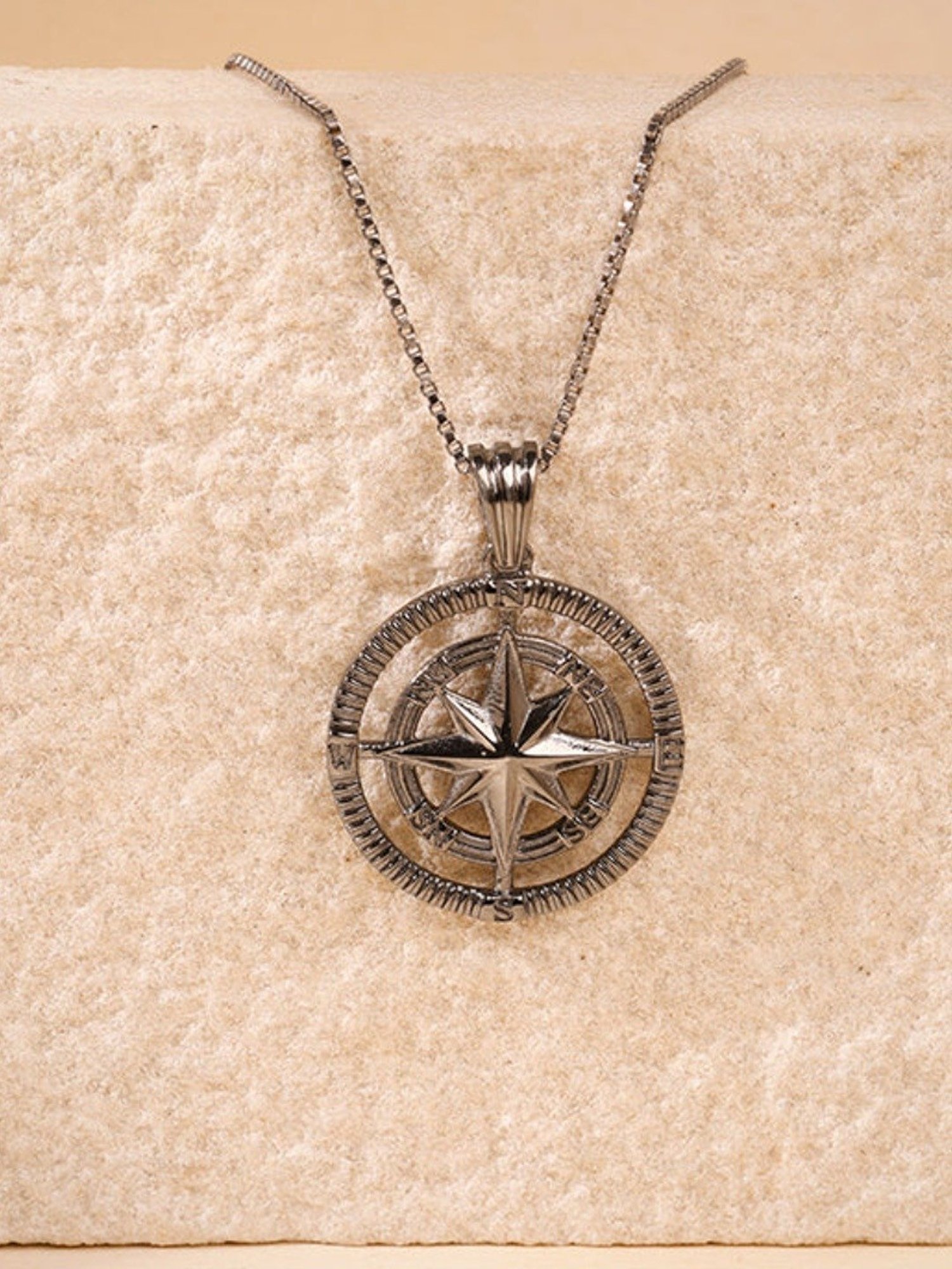 美品　vasco ANCHOR COMPASS NECKLACE SILVER GIVA 925 Silver Black Rhodium Vintage Compass Charms Pendant With