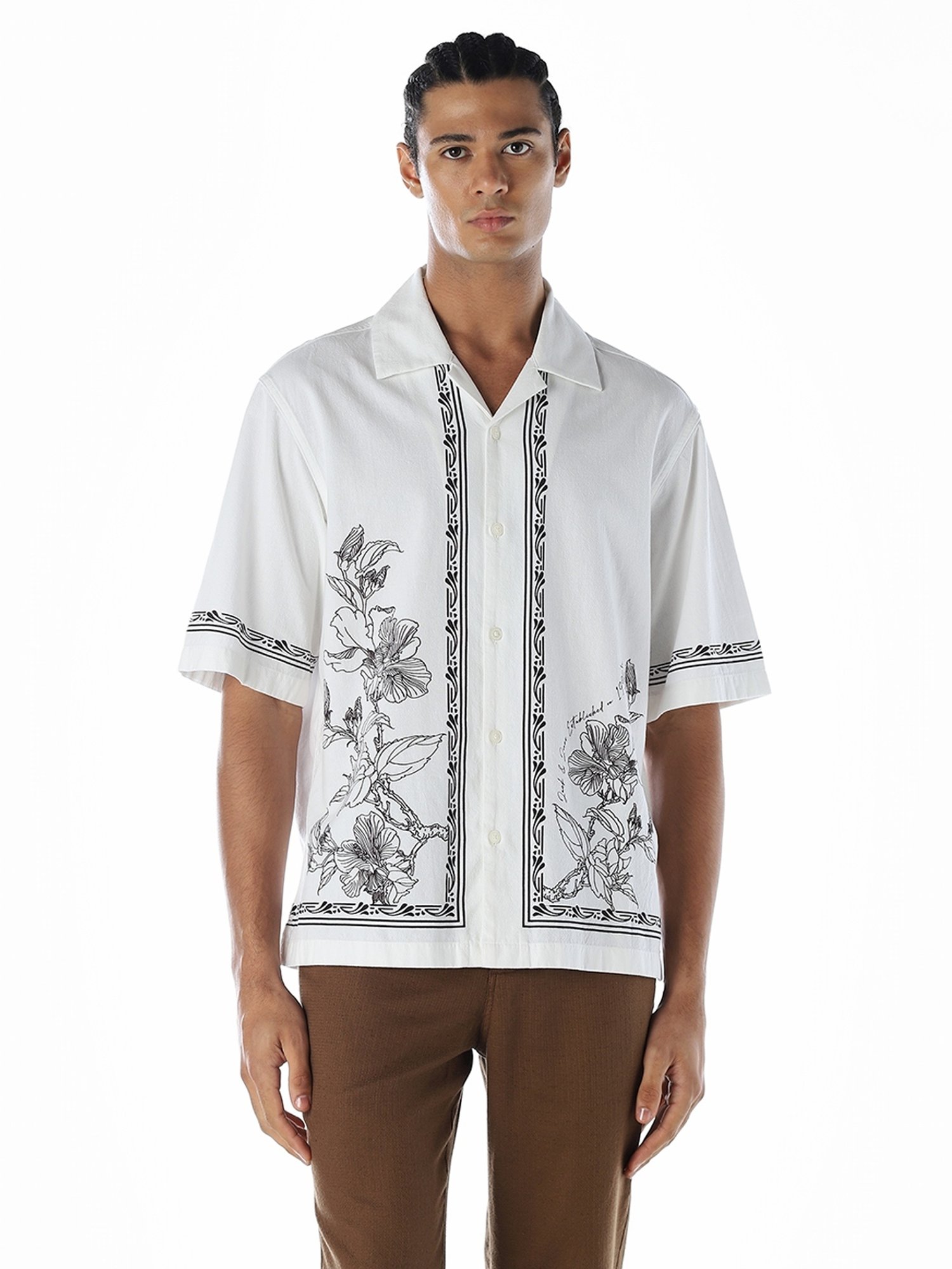 りょうこ様ホワイト38シャツ Jack & Jones White Oversized Printed Shirt