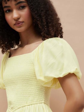 Ginger By Lifestyle Light Yellow Regular Fit Dress