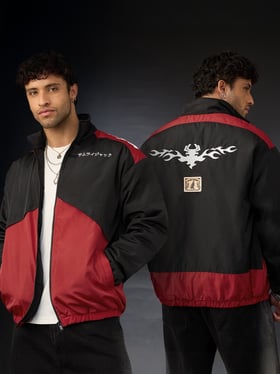 The Souled Store Black Regular Fit Colour-Block Sports Jacket