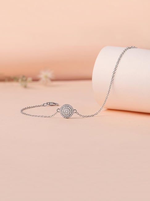 Ornate Jewels 925 Silver American Diamond Cluster Adjustable Bracelet for  Women