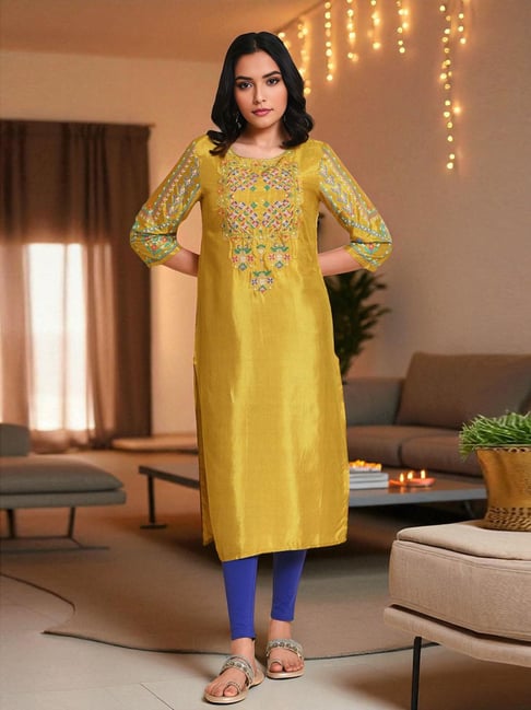 Buy Wishful by W Yellow Printed Maxi Dress With Dupatta for Women Online @  Tata CLiQ