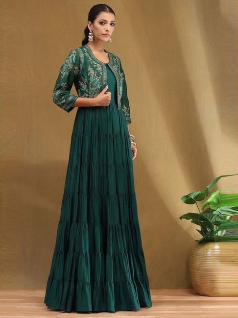 Biba Green Embroidered Maxi Dress
