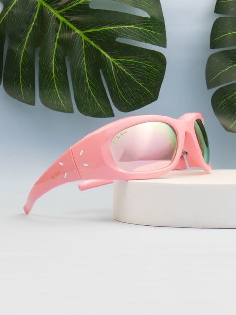 Ted Smith Pink Wraparound Unisex Sunglasses