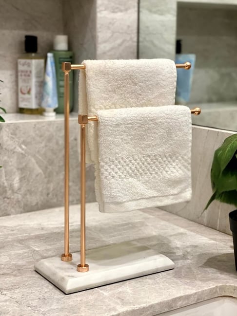 Mason Home Melrose Rose Gold White Steel Hand Towel Stand