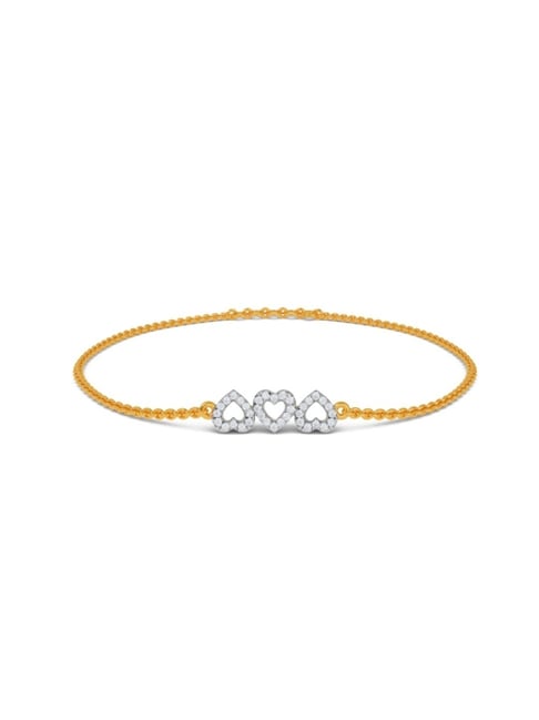 Kisna Diamond & Gold Jewellery Trio Heart 14k Gold & Diamond Bracelet for Women
