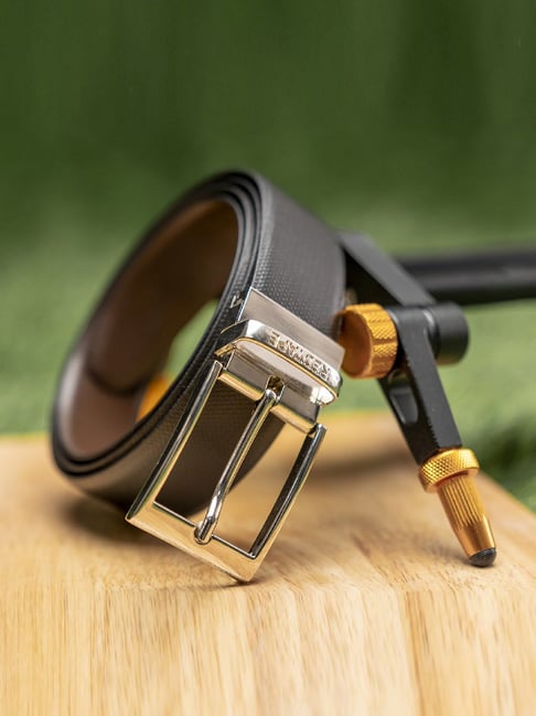 Red Tape Black & Brown Textured Leather Reversible Belt-picture-27