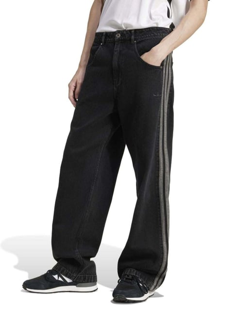 Adidas Originals Black Cotton Regular Fit Jeans