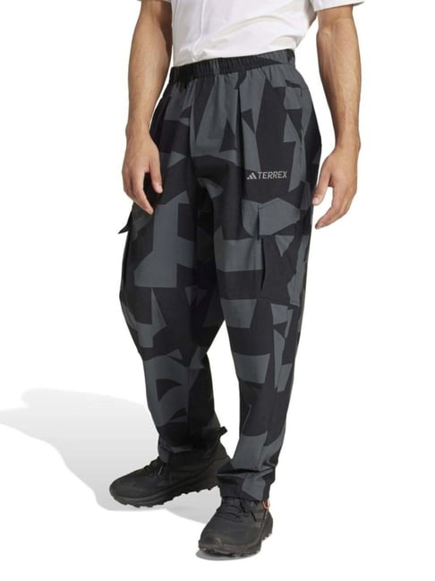 Adidas Black Loose Fit Printed Sports Trackpants-image-33