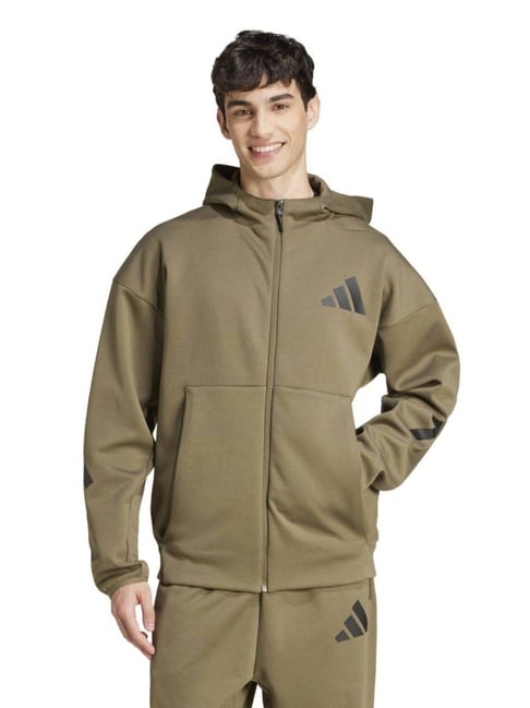Adidas Green Regular Fit Sports Hoodie