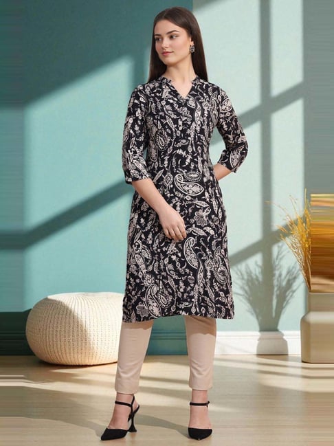 Buy W Black Regular Fit Printed Kurtas for Women Online Tata CLiQ