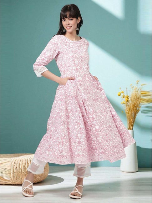 Buy W Pink Pure Cotton Printed Kurta for Women Online Tata CLiQ