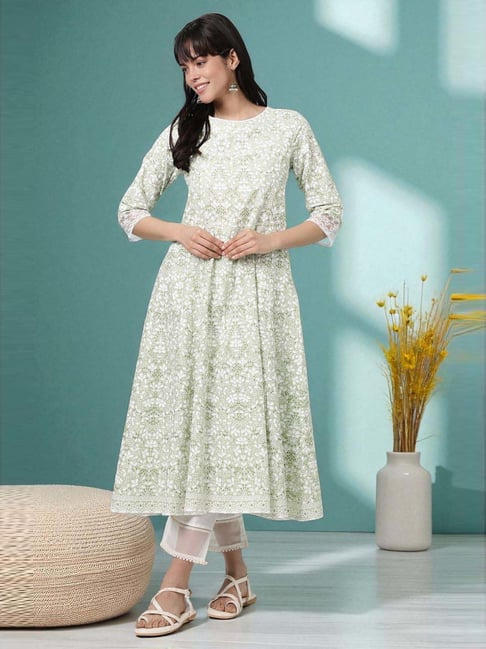 W Green Pure Cotton Printed Kurta-picture-43