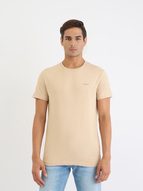 GANT Beige Slim fit Solid T-Shirt-picture-33