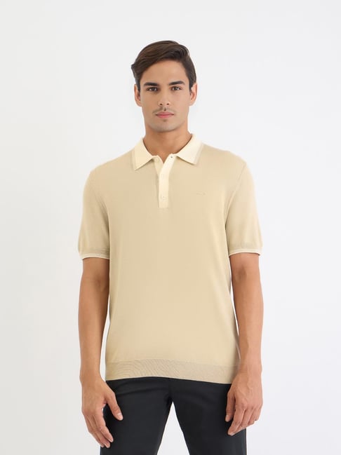 GANT Beige Regular fit Solid Polo T-Shirt-picture-19