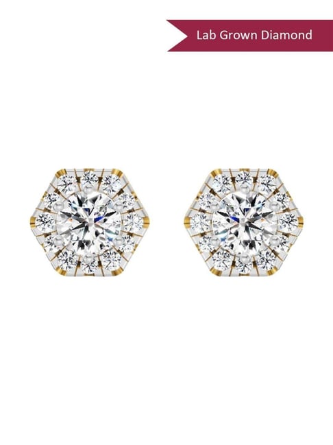 Sparkles Yellow Gold Lab Grown Diamond 14KT 1.05ct Hexagonal Earring For Women-picture-46