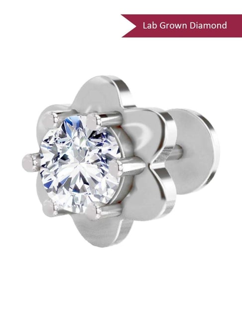 Sparkles White Gold Lab Grown Diamond 14KT 0.5ct 3 Stone Nosepin For Women-picture-33