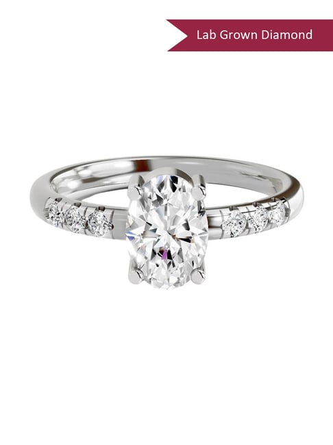 Sparkles White Gold Lab Grown 7 Diamond 14KT 1.17ct Oval Ring For Women-picture-27