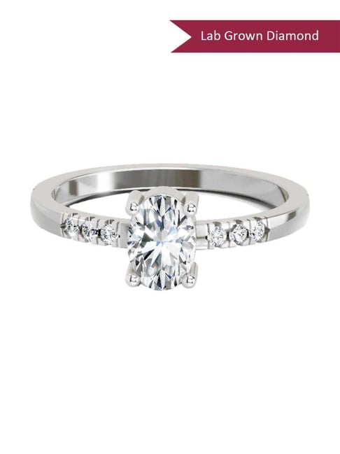 Sparkles White Gold Lab Grown 7 Diamond 14KT 0.7ct Oval Ring For Women-picture-37