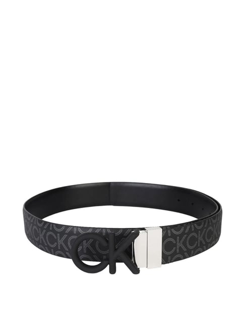 CALVIN KLEIN Black Mono Logo Leather Reversible Belt