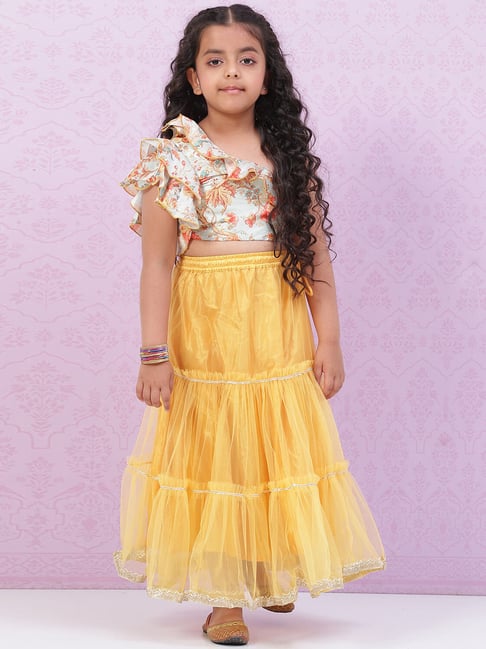 Biba Girls Yellow Printed Lehenga-picture-26