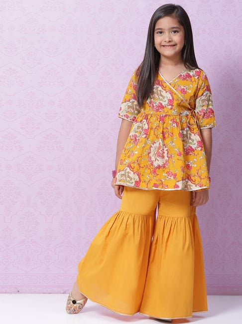 Biba Girls Yellow Cotton Printed Kurta Set-picture-15