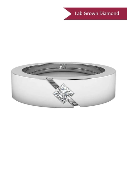SHINE ETERNAL Lab Grown Diamond 18k (750) White Gold Princess Inset Band for Men-picture-47