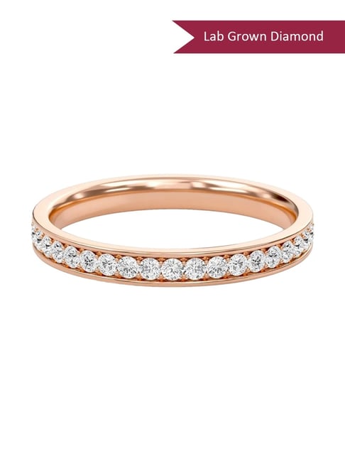 SHINE ETERNAL Lab Grown Diamond 18k (750) Rose Gold Round Prong Set Half Eternity Band for Women-picture-21