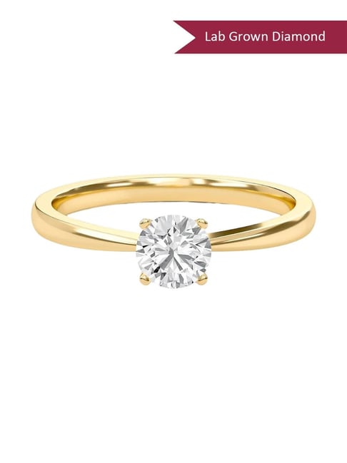 SHINE ETERNAL Lab Grown Diamond 18k (750) Yellow Gold Classic Solitaire 4 Prong Ring for Women-picture-43