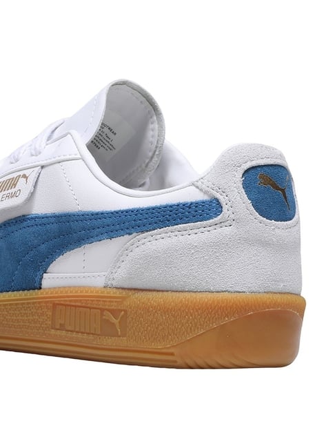 Buy Puma Unisex White, Blue Horizon Gum Palermo Sneakers Online