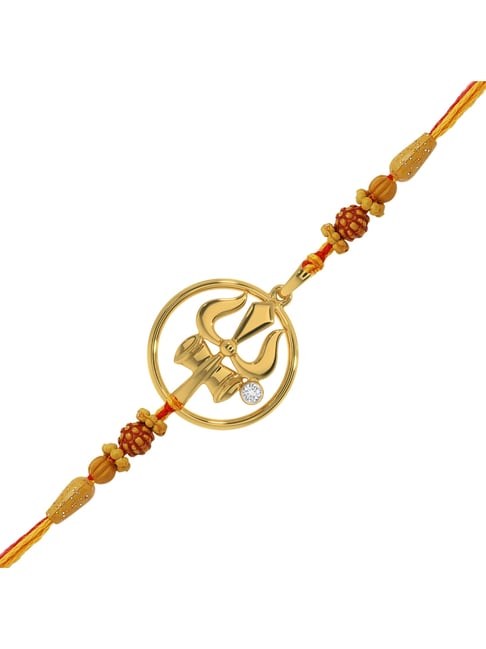 Kisna Diamond & Gold Jewellery 18K Yellow Gold Diamond Trishul Rakhi Bracelet cum Pendant