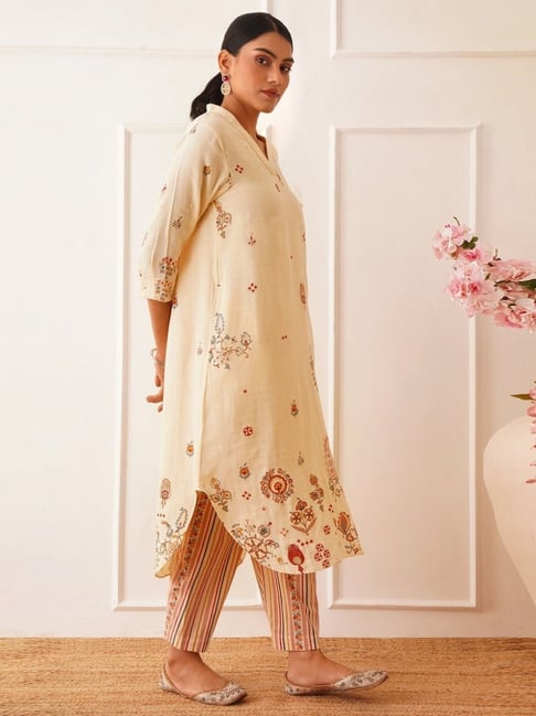 Jaypore Multicolour Cotton Printed Ankle Length Regular Fit Pants