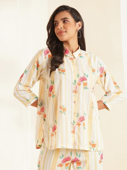 Jaypore Multicolour Cotton Floral Regular Fit Shirt-picture-15