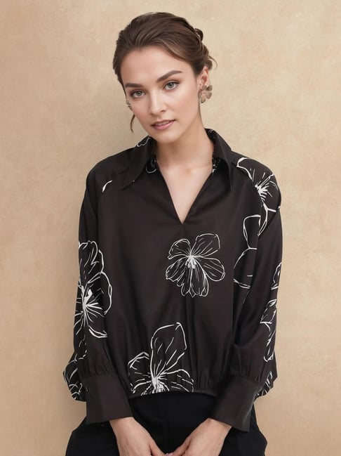 RAREISM Brown Polyester Floral Top-picture-41