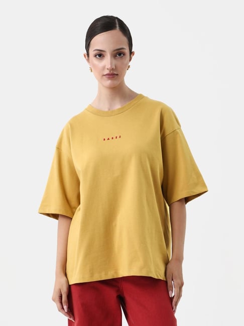 RAREISM Yellow Cotton Graphic T-Shirt-picture-43