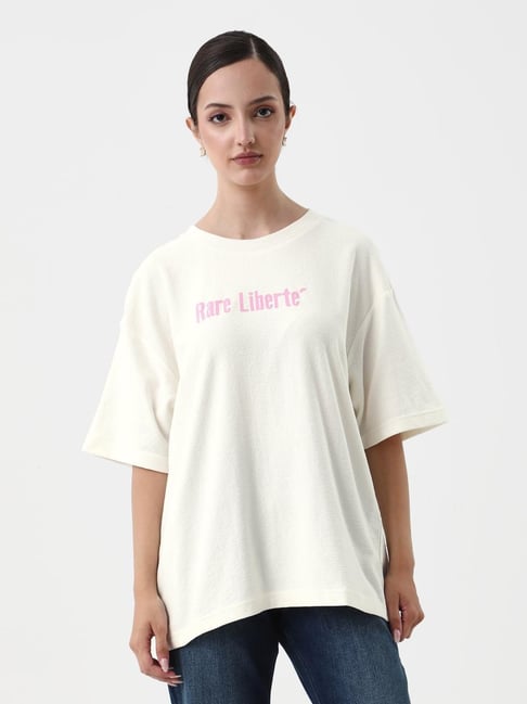 RAREISM Off White Cotton Graphic T-Shirt-picture-16