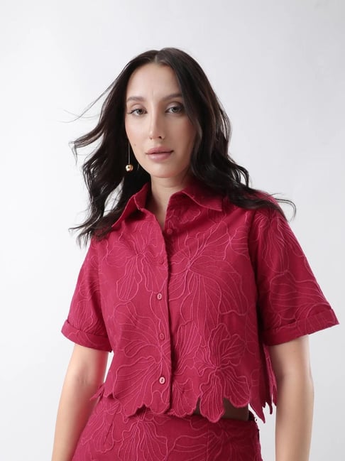 RAREISM Pink Cotton Embroidered Shirt-picture-39