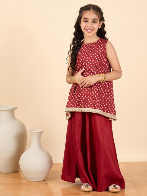 Stylobug Girls Maroon Printed Regular Fit Suit Set-picture-21