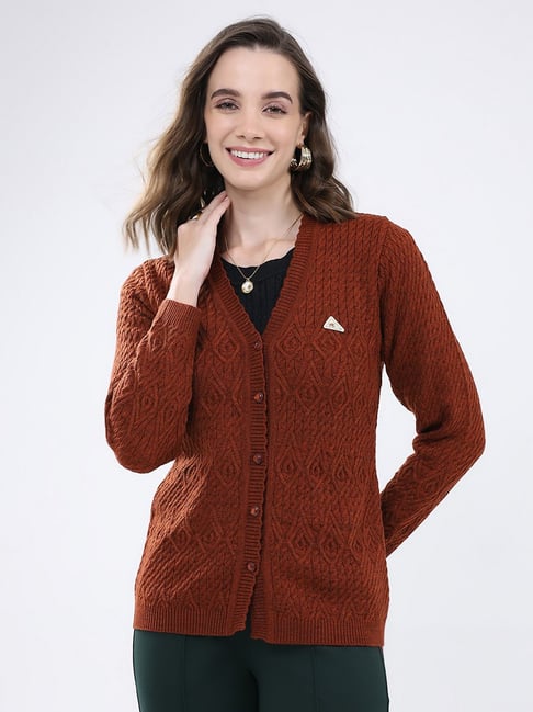 Cardigan Knitting Rust Colored Long Cardigan Monte Carlo Rust