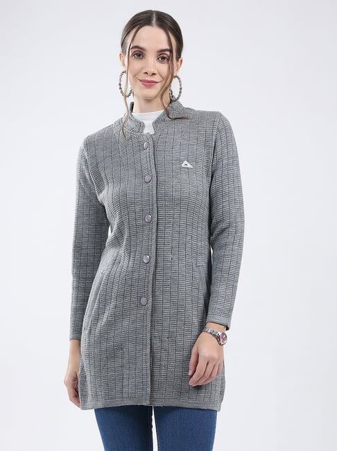 Monte Carlo Grey Blend Wool Woven Design Coat