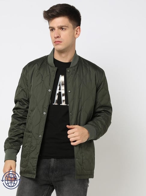 GAP Green Regular Fit Solid Jacket
