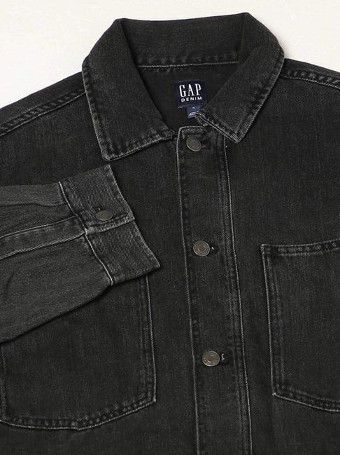 GAP Black Relaxed Fit Solid Jacket