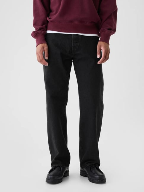 Gap Black Cotton Flared Fit Solid Jeans-picture-29