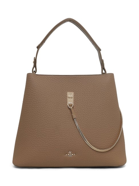 AKIKI LONDON THAMES Beige Textured fabric Large Bucket Bag