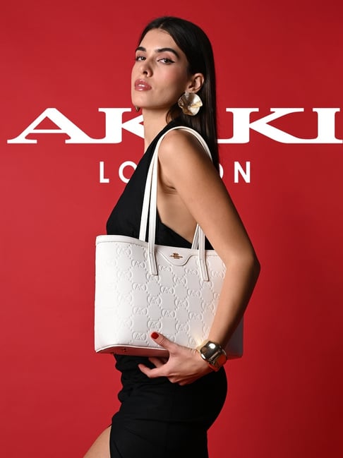 AKIKI LONDON REGENT White Logo Medium Tote