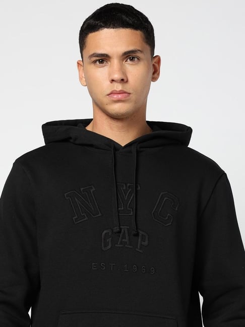 GAP Black Regular Fit Embroidery Sweatshirt