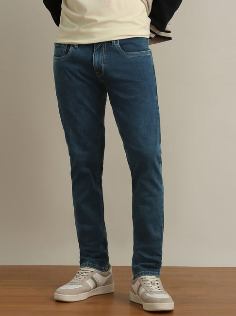 Peter England Blue Cotton Skinny Fit Jeans-picture-48