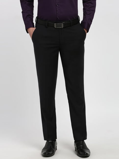Peter England Black Slim Fit Trousers-picture-35