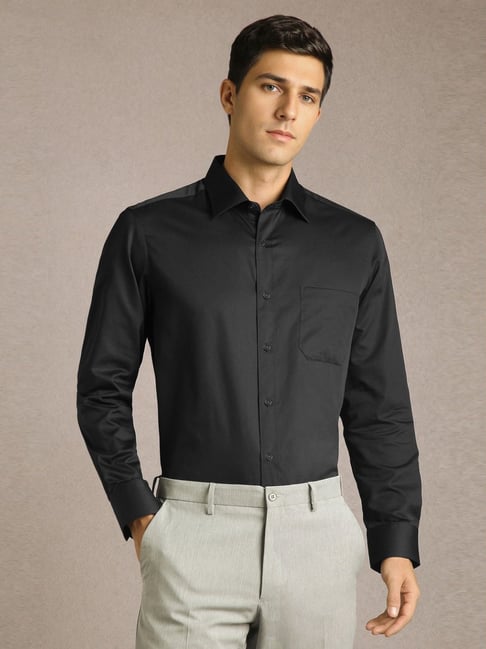 Louis Philippe Black Cotton Regular Fit Shirt-picture-32