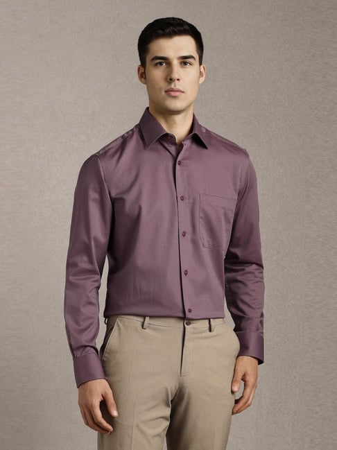 Louis Philippe Purple Cotton Regular Fit Texture Shirt-picture-43